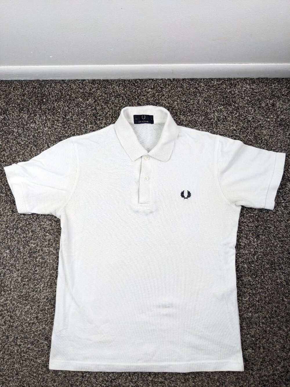 Fred Perry Polo Shirt Pique Cotton White Mens 36" (Small) England Made